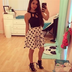 WORN ONCE Crystal Doll B&W Polka Dot Dress